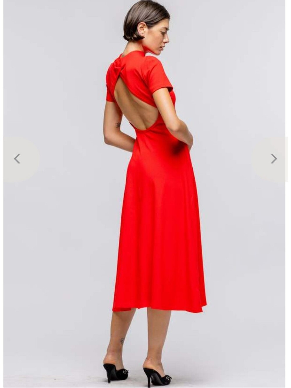 NWT Toit Volant Hot Pink Open Back Midi Dress Mock Neck Made in USA Size S